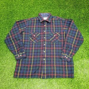 Vintage 90s Van-Heusen Western Plaid Shirt Large 24x29 Baggy